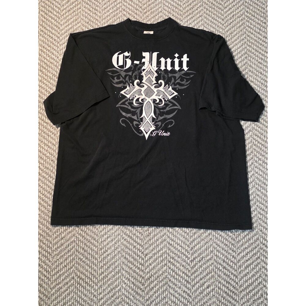 Vintage G-Unit Men's Size XXL Black Gothic Cross Heavyweight Graphic T-Shirt 2XL